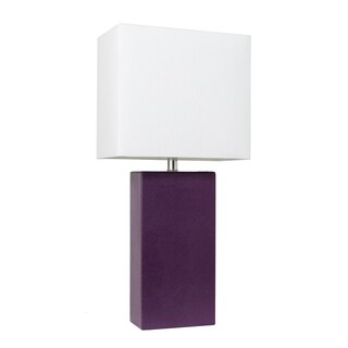 Foto 1 | Lámpara De Mesa Elegant Designs De Piel Moderna Con Pantalla Blanca - Venta Internacional.