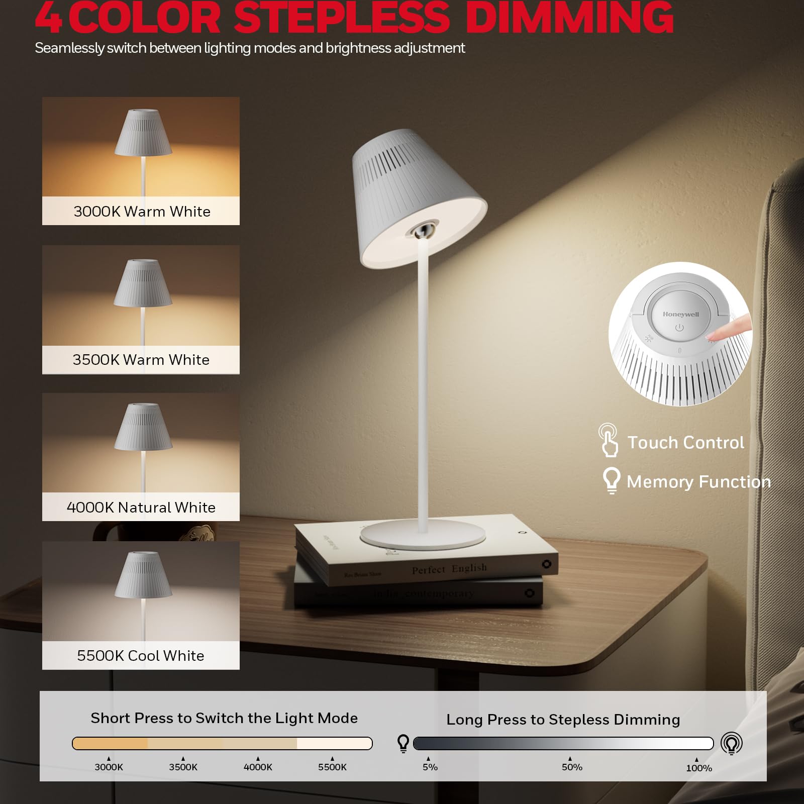 Foto 4 | Lámpara De Mesa Honeywell M1 Sunturalux Recargable Led 5200 Mah - Venta Internacional.