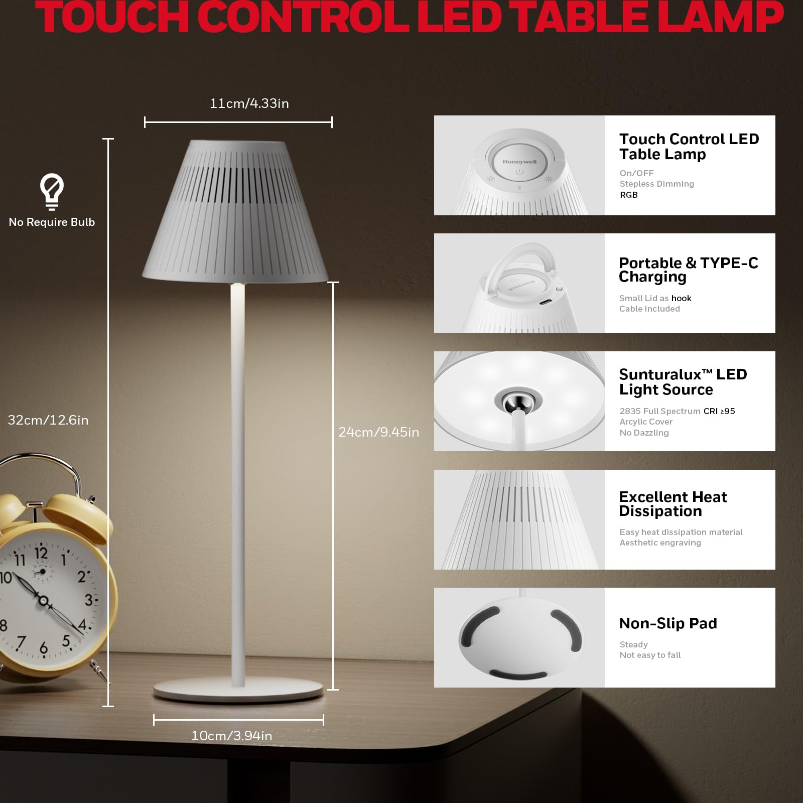 Foto 8 pulgar | Lámpara De Mesa Honeywell M1 Sunturalux Recargable Led 5200 Mah - Venta Internacional.