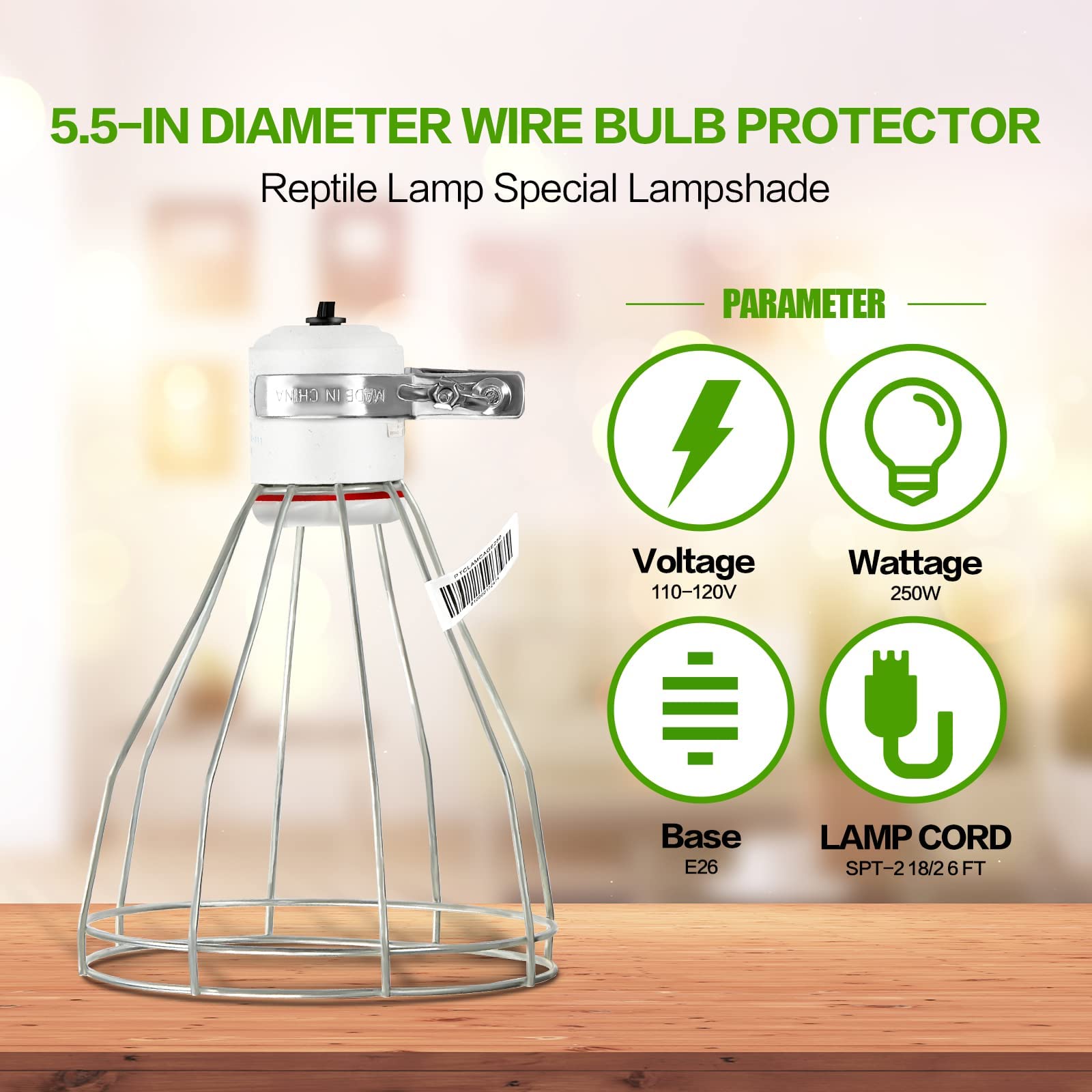 Foto 4 pulgar | Lámpara Clamp Simple Deluxe, Robusta, Con Jaula De Acero, 250 W, Enchufe E26 - Venta Internacional.