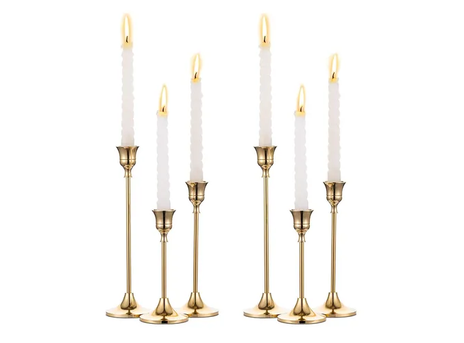 Candelabros Vintage Xtellar  Dorados 6 Piezas