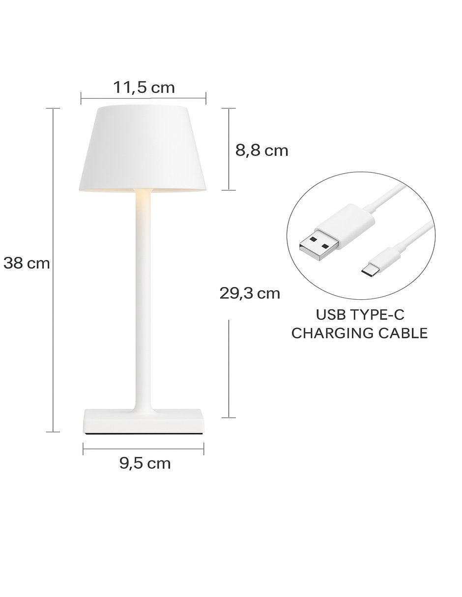 Foto 6 pulgar | Lámpara De Mesa Led Inalámbrica Recargable – 3 Modos De Luz, Control Táctil, Altura Ajustable