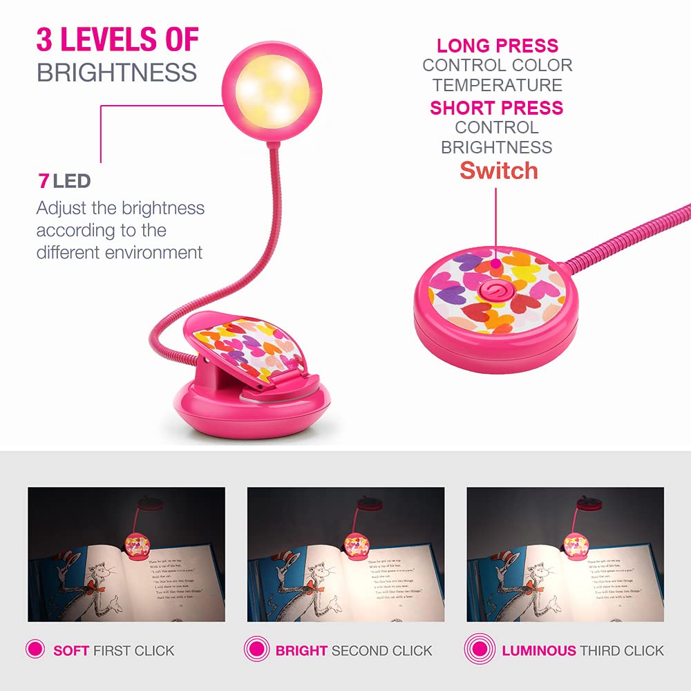 Foto 4 pulgar | Book Light Vekkia Cute - Clip-on Recargable Para El Cuidado De Los Ojos, Color Rosa - Venta Internacional.
