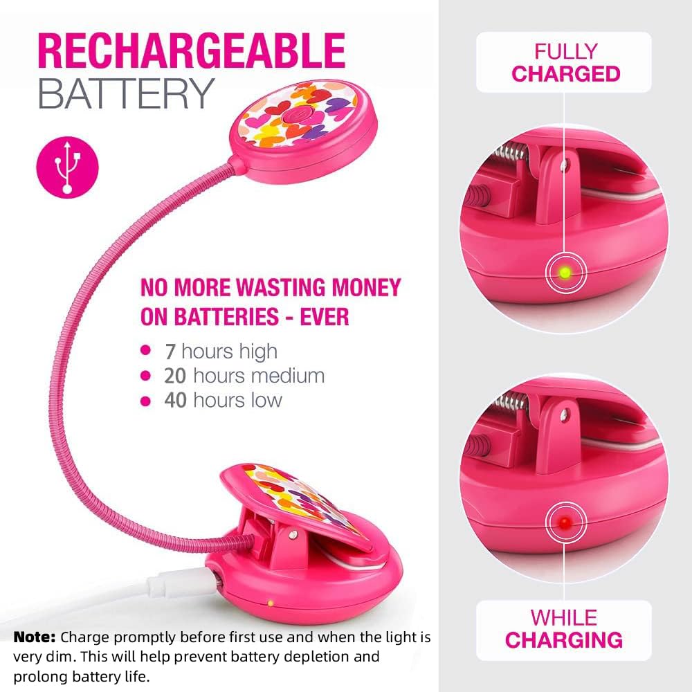 Foto 4 | Book Light Vekkia Cute - Clip-on Recargable Para El Cuidado De Los Ojos, Color Rosa - Venta Internacional.