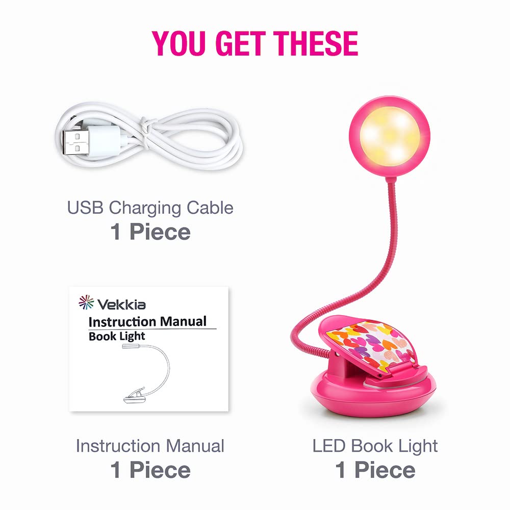 Foto 7 | Book Light Vekkia Cute - Clip-on Recargable Para El Cuidado De Los Ojos, Color Rosa - Venta Internacional.
