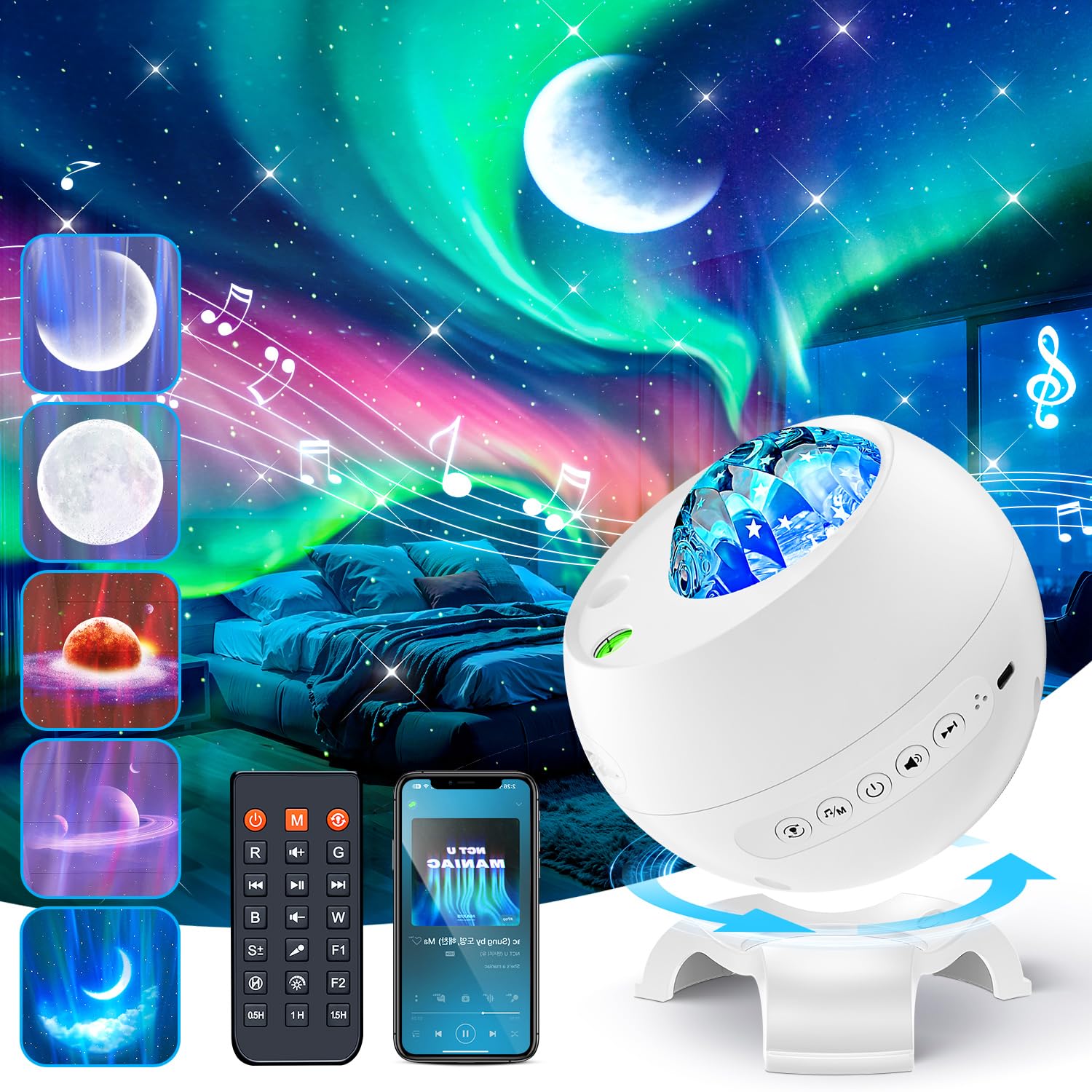 Foto 2 pulgar | Proyector Galaxy One Fire Northern Lights 180 Modos Con Bluetooth - Venta Internacional.