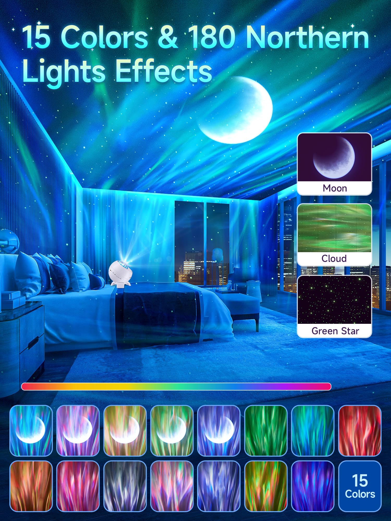 Foto 4 pulgar | Proyector Galaxy One Fire Northern Lights 180 Modos Con Bluetooth - Venta Internacional.