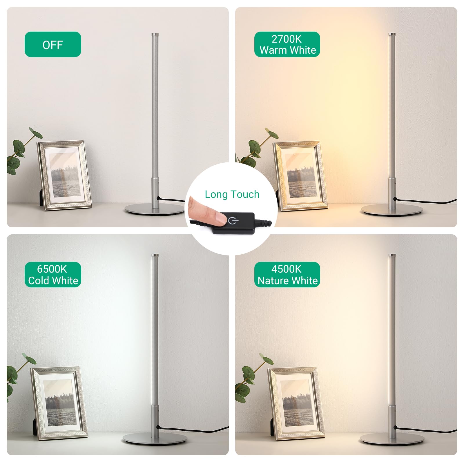 Foto 2 | Lámpara Led De Mesa Edishine, Mesita De Noche Minimalista, 6 W, Color Plateado - Venta Internacional.