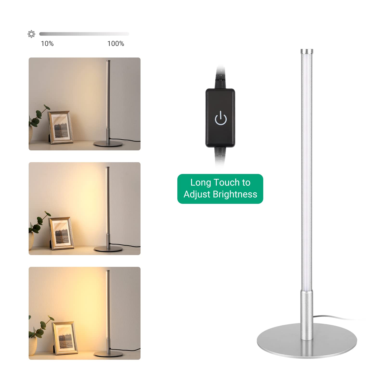 Foto 4 pulgar | Lámpara Led De Mesa Edishine, Mesita De Noche Minimalista, 6 W, Color Plateado - Venta Internacional.