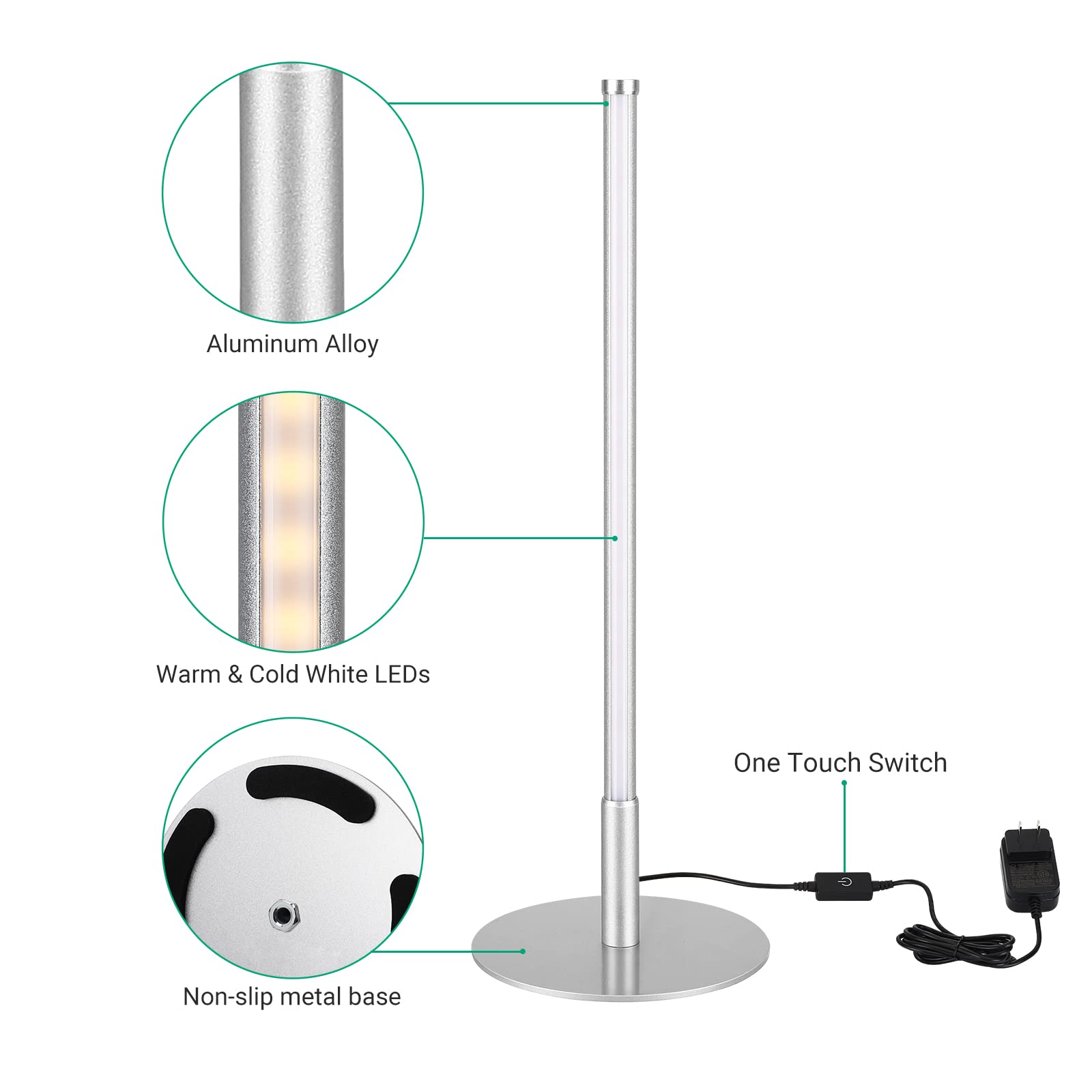 Foto 5 pulgar | Lámpara Led De Mesa Edishine, Mesita De Noche Minimalista, 6 W, Color Plateado - Venta Internacional.