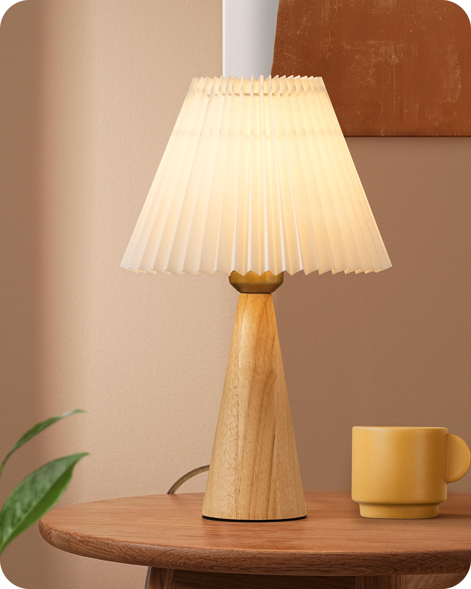 Foto 1 | Lámpara De Mesa Edishine Burlywood Con Base De Madera, 34,5 Cm, Color Blanco - Venta Internacional.