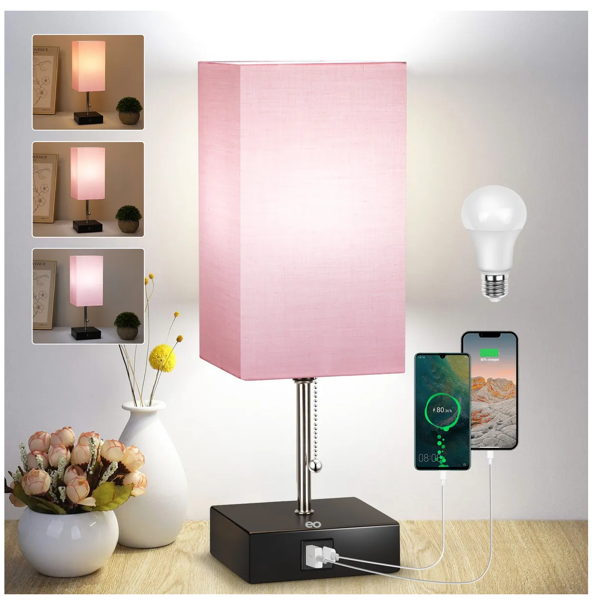 Foto 2 | Lámpara Para Buró Escritorio Led 3 Colores Con Usb Eo Safe Imports Esi-19819 Rosa