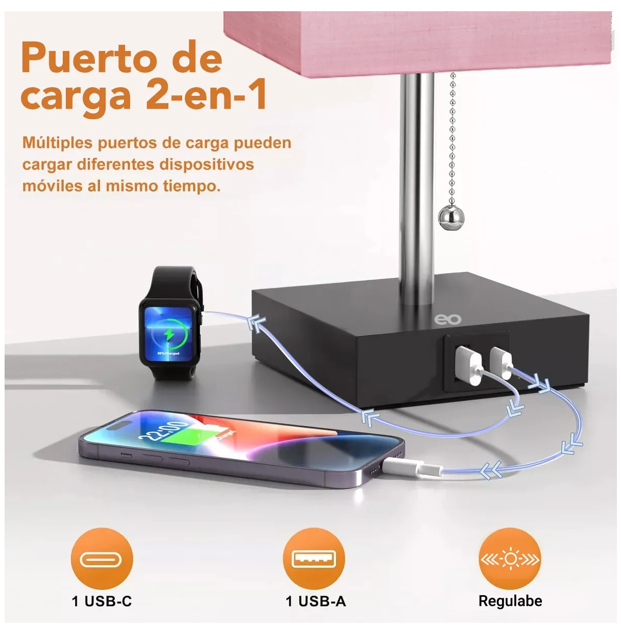 Foto 5 pulgar | Lámpara Para Buró Escritorio Led 3 Colores Con Usb Eo Safe Imports Esi-19819 Rosa