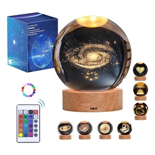 Foto 4 | Lámpara De Noche Luz Nocturna Bola De Cristal 3d Galaxia Nebulosa Lab.g Marrón