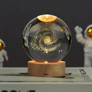 Foto 5 | Lámpara De Noche Luz Nocturna Bola De Cristal 3d Galaxia Nebulosa Lab.g Marrón
