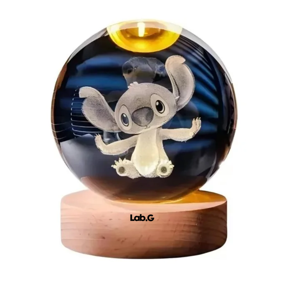 Foto 1 | 1 Pz Lampara 3d Stitch Bola De Cristal Luz De Noche Lab.g  Transparente
