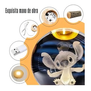 Foto 3 | 1 Pz Lampara 3d Stitch Bola De Cristal Luz De Noche Lab.g Transparente