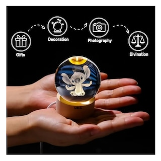 Foto 4 | 1 Pz Lampara 3d Stitch Bola De Cristal Luz De Noche Lab.g Transparente