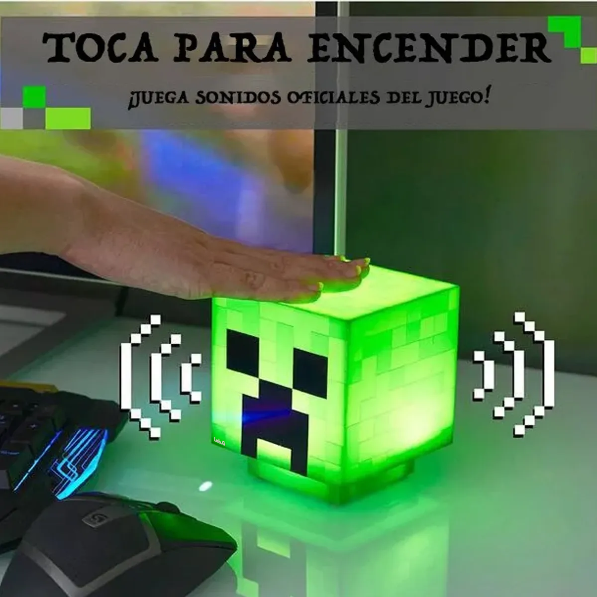 Foto 3 pulgar | Lámpara De Minecraft Lab.g  Usb Verde
