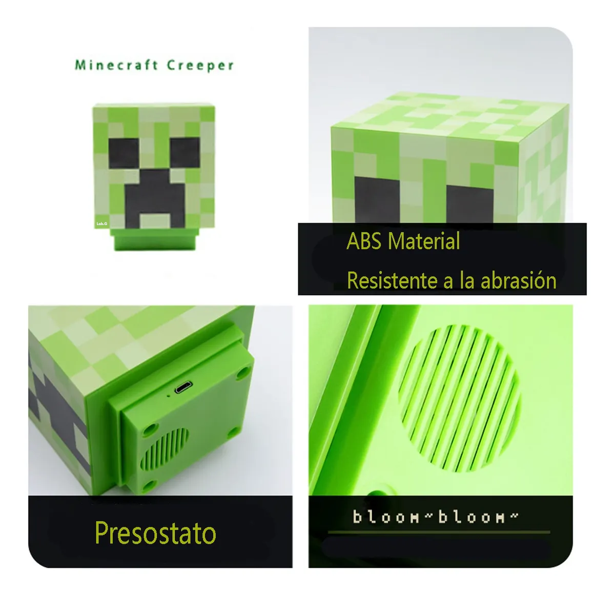 Foto 4 pulgar | Lámpara De Minecraft Lab.g  Usb Verde