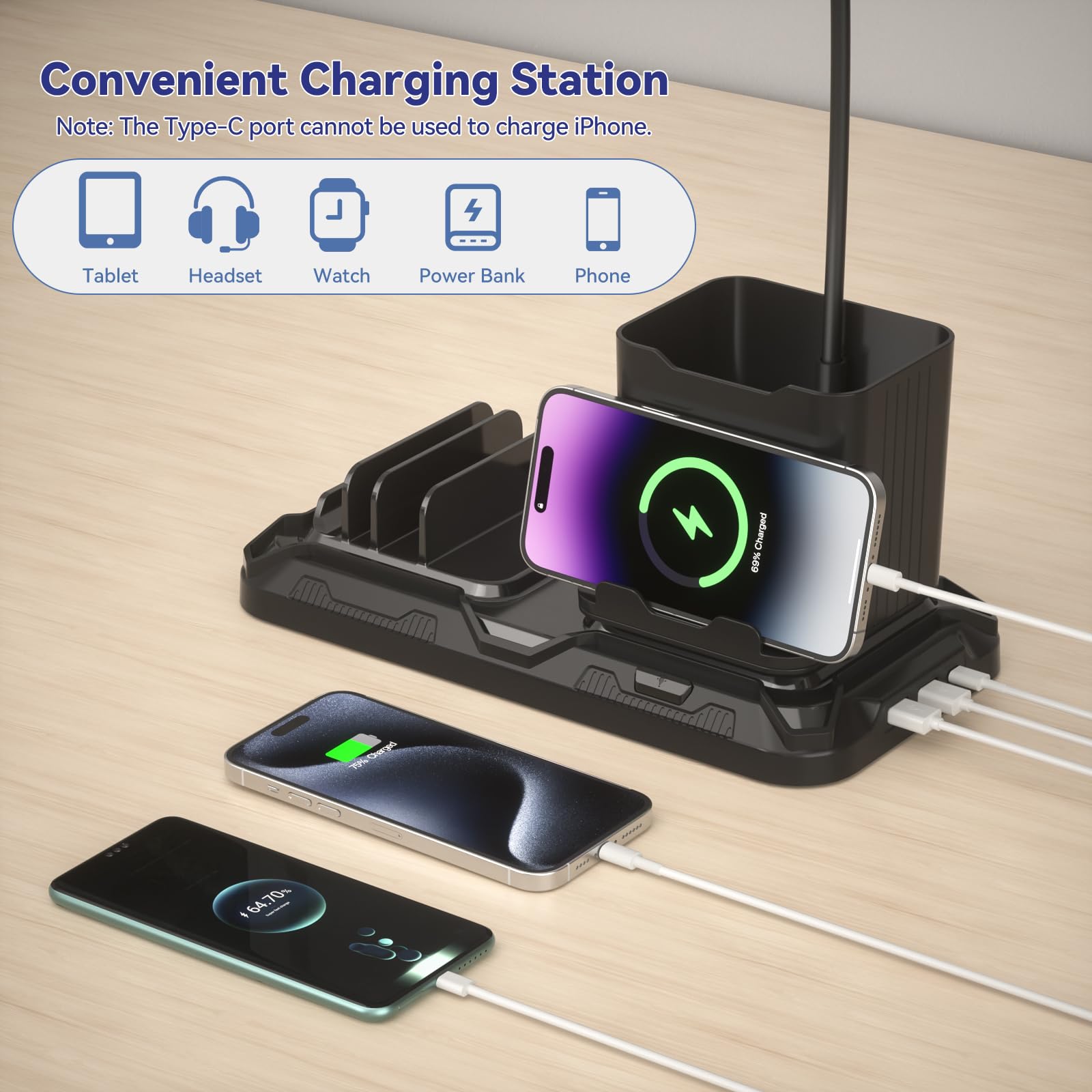 Foto 7 pulgar | Lámpara De Escritorio Kdd Con Puertos De Carga Usb A&c  Luz De Lectura - Venta Internacional.