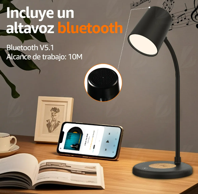 Foto 5 pulgar | Xtellar - Lámpara De Escritorio Multifuncional Premium 3-1 Con Altavoz Bluetooth Y Cargador Inalámbrico