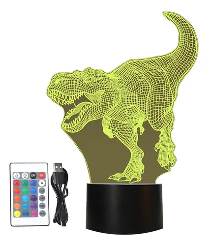 Foto 2 pulgar | Lampara De Noche 3d Led Acrílico De Dinosaurios De 16colores