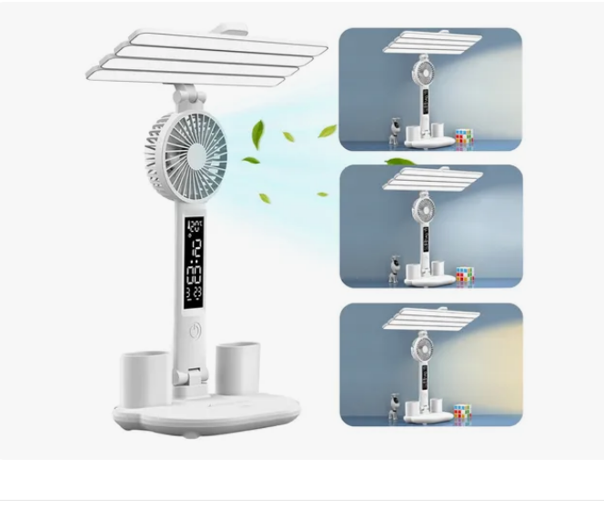 Foto 1 | 4 Cabezales Lámpara Led Escritorio Con Reloj Ventilador