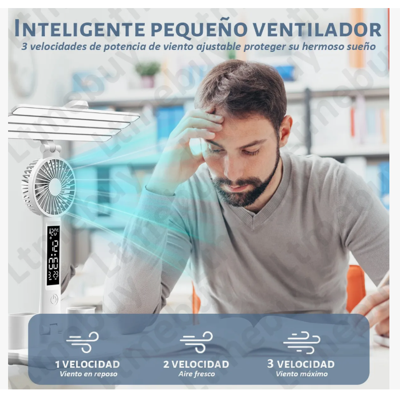 Foto 5 pulgar | 4 Cabezales Lámpara Led Escritorio Con Reloj Ventilador