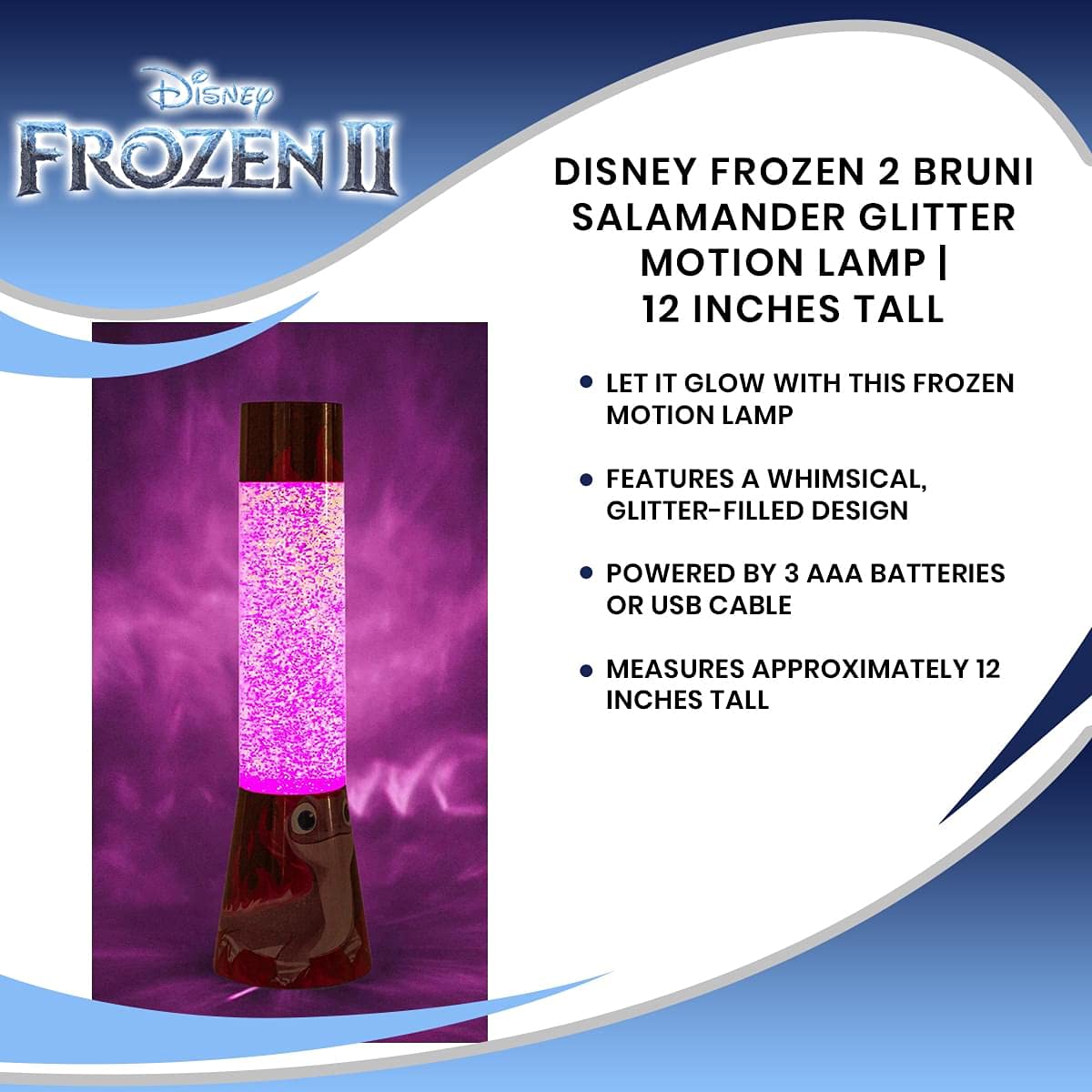 Foto 8 pulgar | Lámpara Motion Lamp Disney Frozen 2 Bruni Salamander Con Purpurina Led - Venta Internacional.