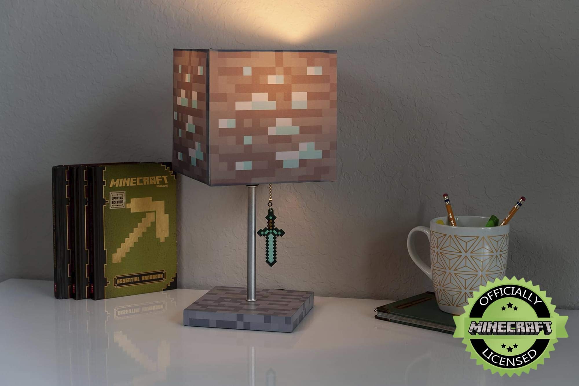 Foto 7 pulgar | Lámpara De Escritorio Minecraft Diamond Ore Block Led Con Diamond Sword - Venta Internacional.
