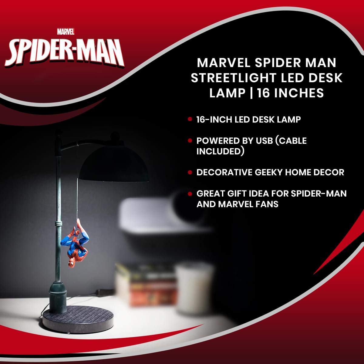 Foto 8 pulgar | Lámpara De Escritorio Marvel Spider Man Streetlight Led Mood Light - Venta Internacional.