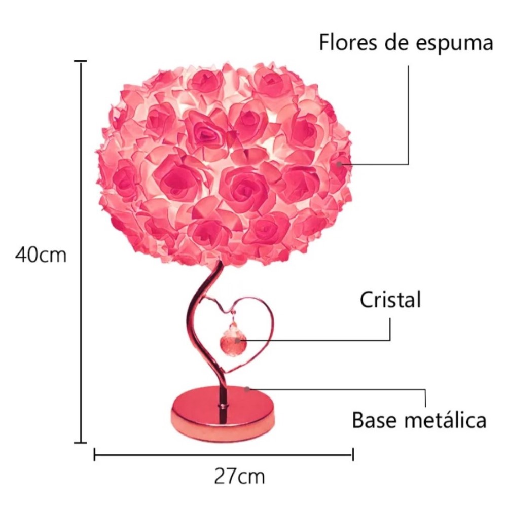 Foto 6 pulgar | Lampara De Mesa De Rosas Con Corazón