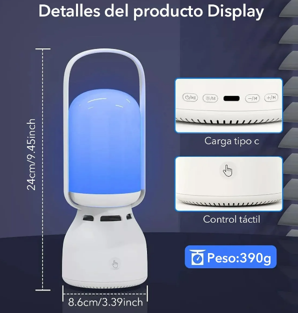 Foto 5 pulgar | Lámpara De Escritorio Xtellar Led Recargable Con Altavoz Bluetooth Y Luces Rgb Multicolores