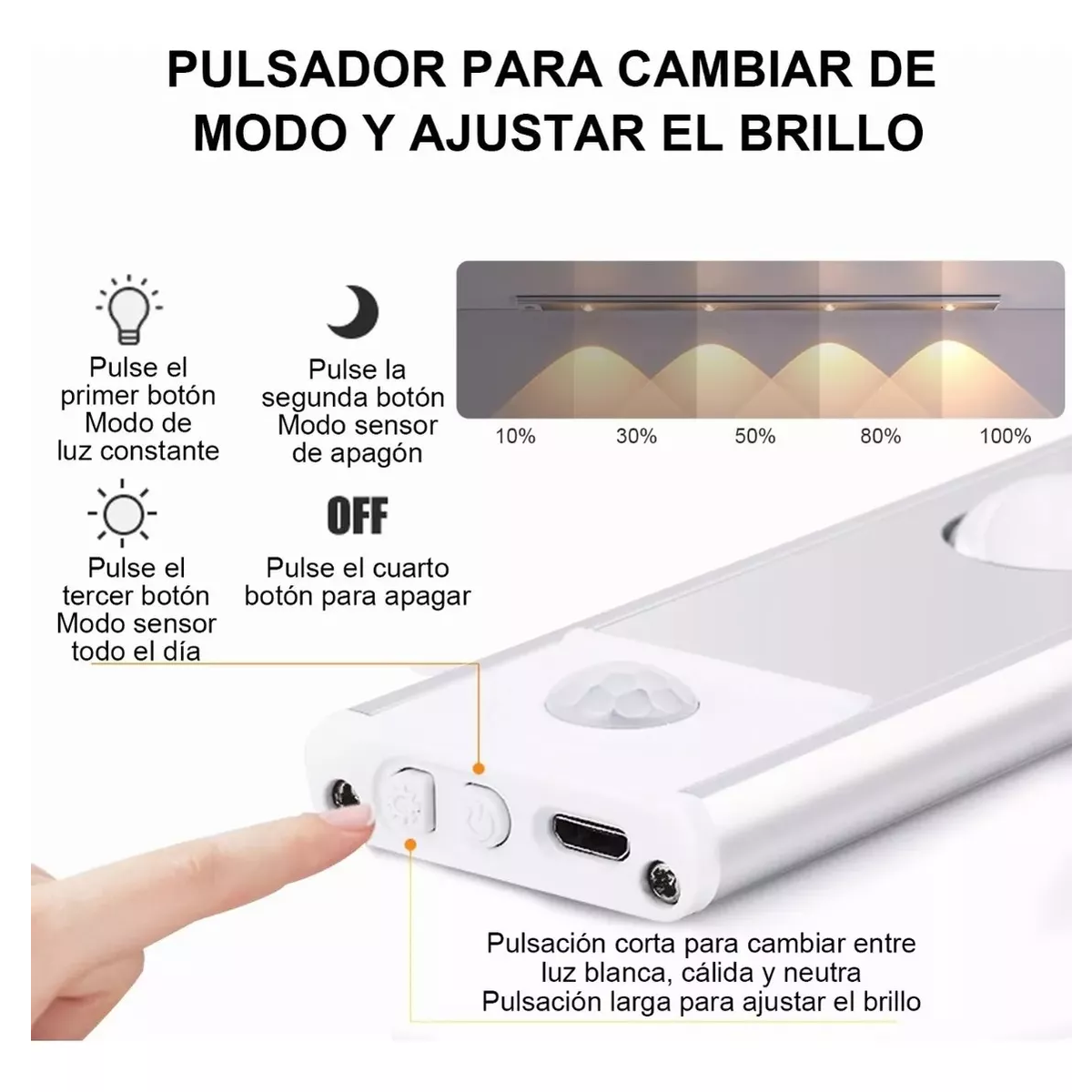 Foto 4 pulgar | Barra De Luz Led Inteligente ccn Sensor de Cuerpo Humano Eo Safe Imports Esi-9539 Plata