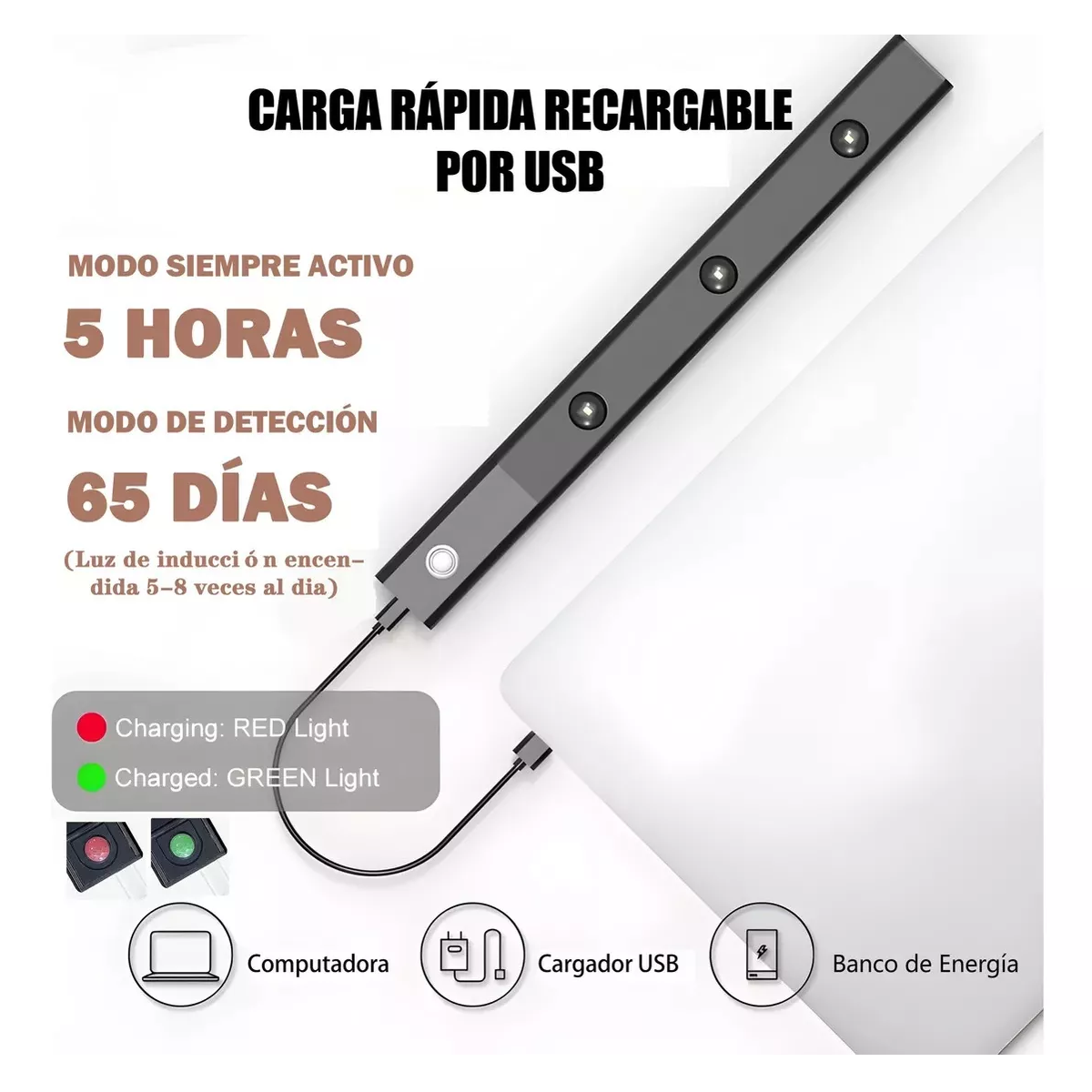 Foto 4 pulgar | Barra De Luz Led Inteligente con Sensor de Cuerpo Humano Eo Safe Imports Esi-9540 Negro