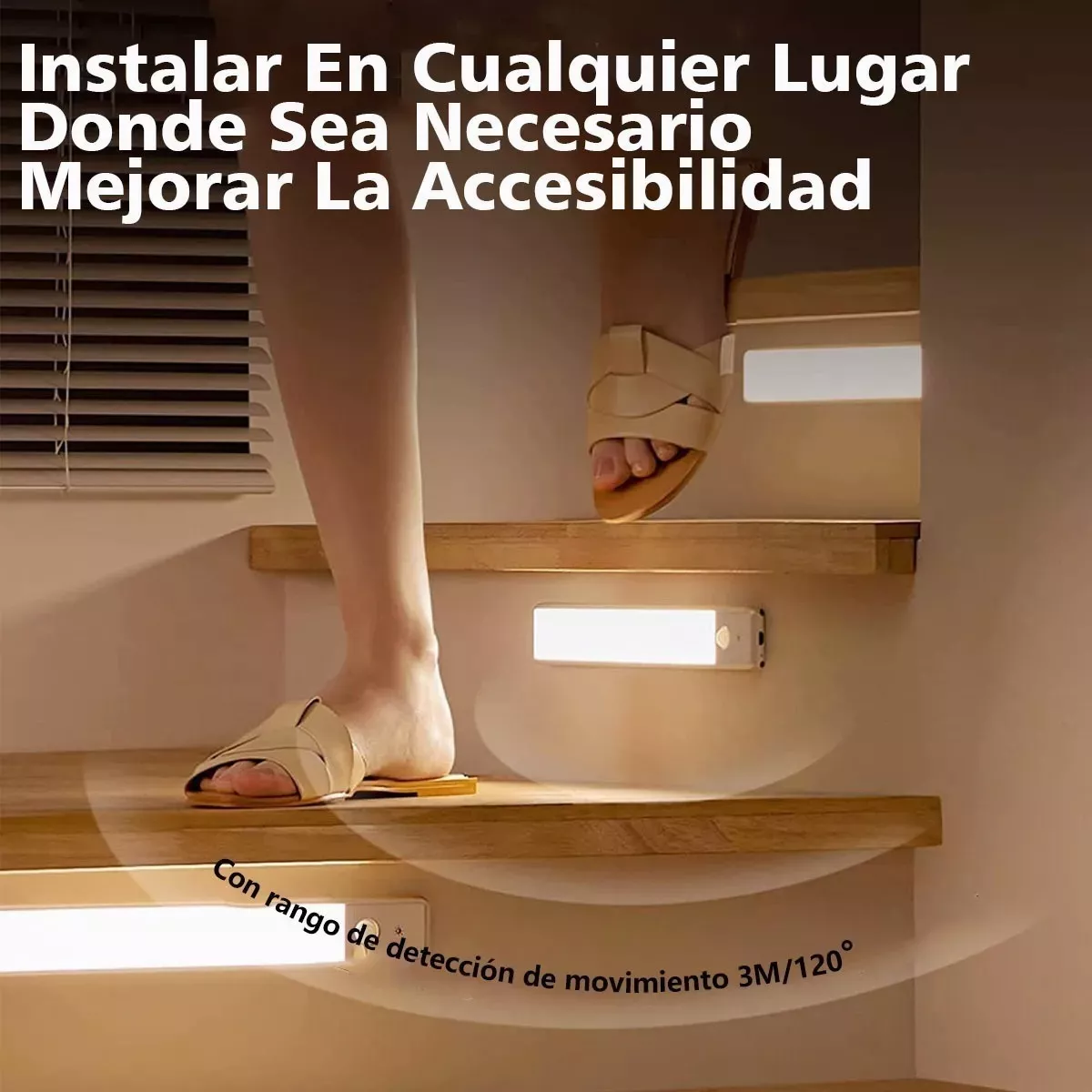 Foto 4 pulgar | Set 2 Lamparas de Pared Inteligentes Interior con Sensor 80 Led  Eo Safe Imports Esi-9542 Plata