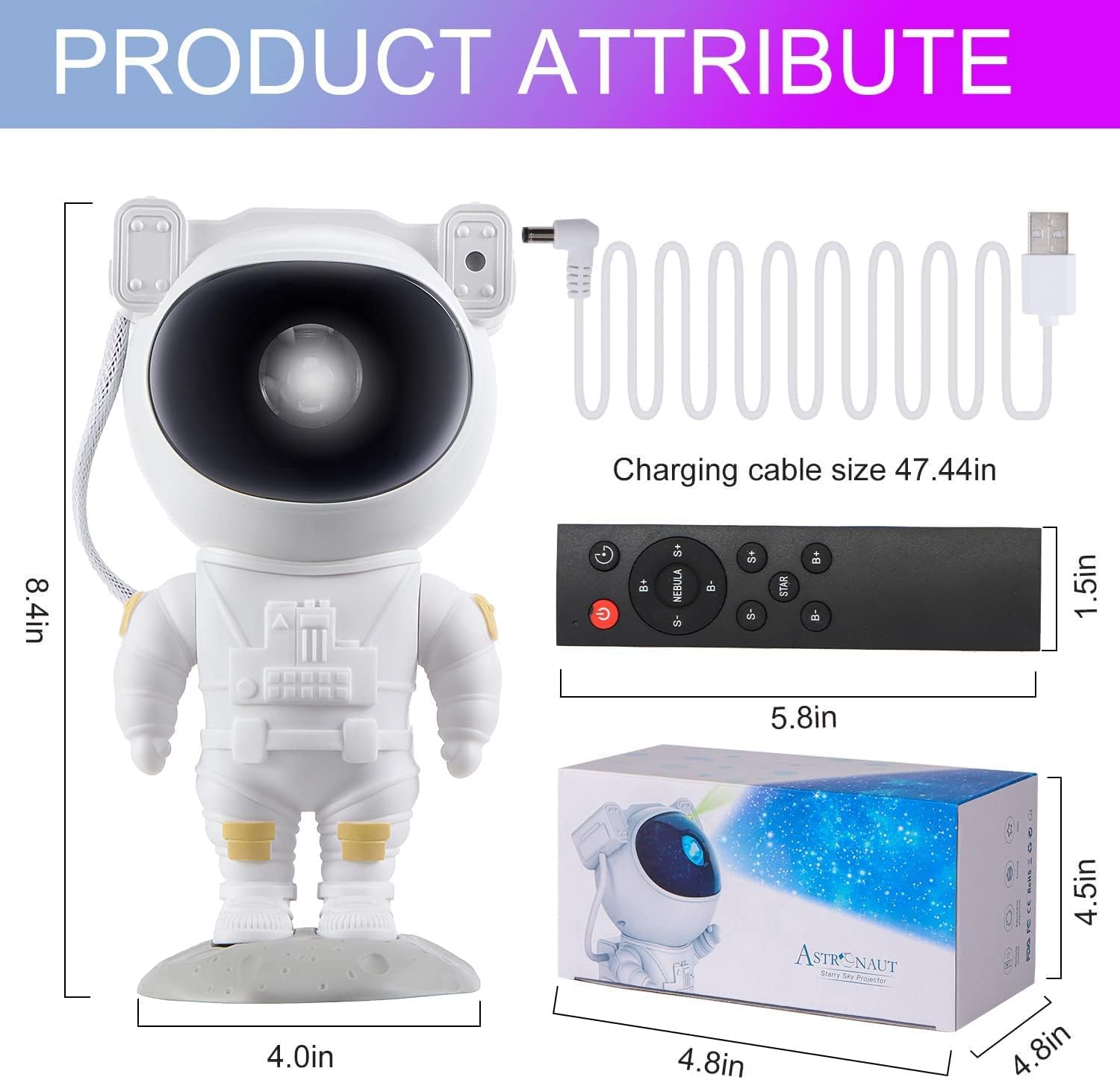 Foto 8 pulgar | Venta Internacional - Proyector Galaxy Projector Jieyou Astronaut Con 15 Nebulosas