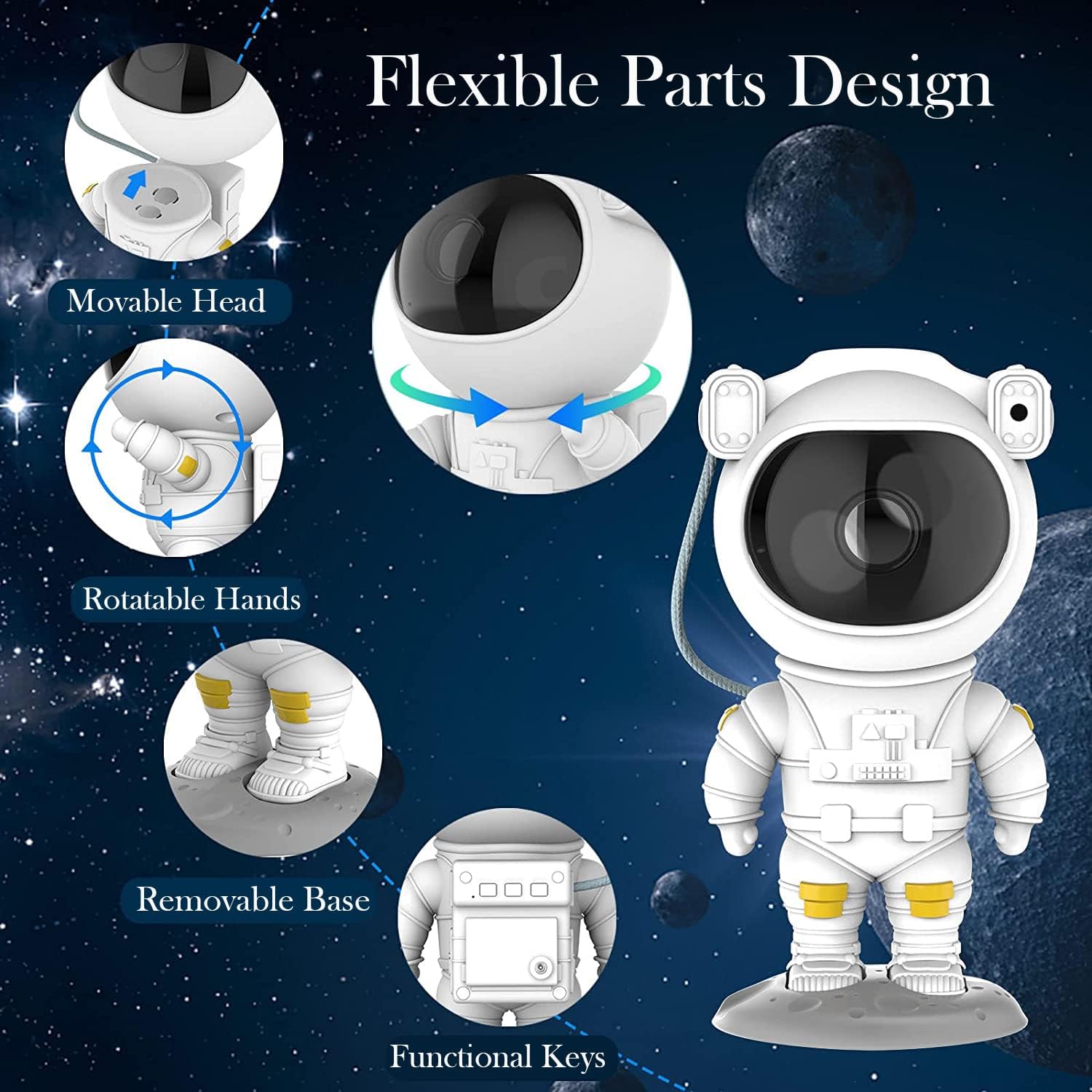 Foto 5 pulgar | Venta Internacional - Proyector de Luz Nocturna Jieyou Astronaut con 8 Efectos de Nebulosa