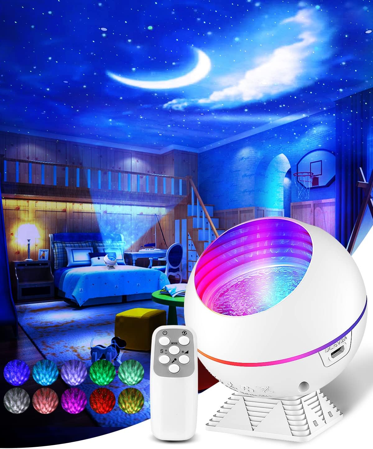 Foto 2 pulgar | Venta Internacional - Proyector de Luz Nocturna Jieyou Galaxy con Control de Sonido y Temporizador