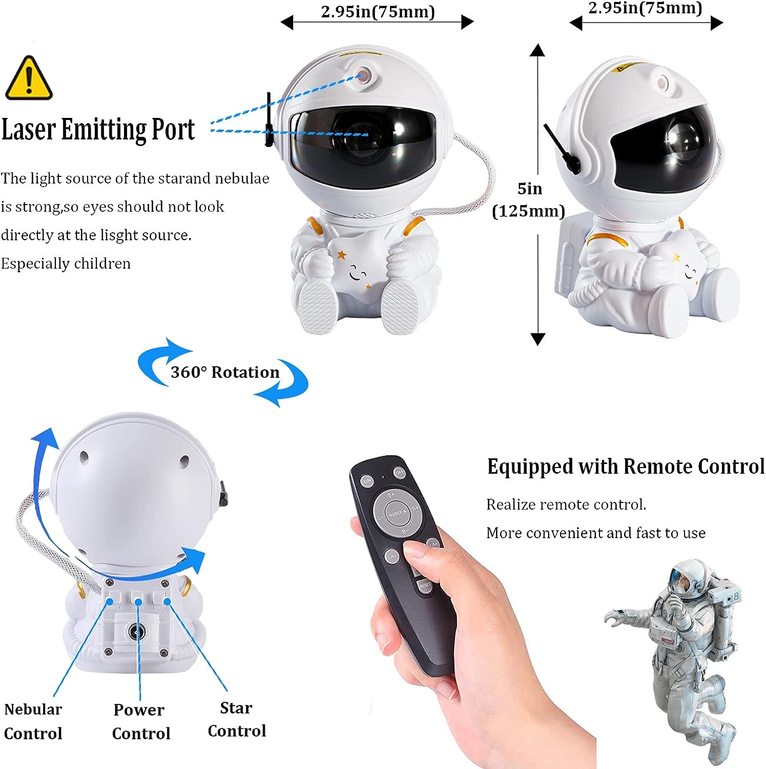 Foto 4 pulgar | Venta Internacional - Proyector De Luz Nocturna Jieyou Astronaut Star Nebula Galaxy