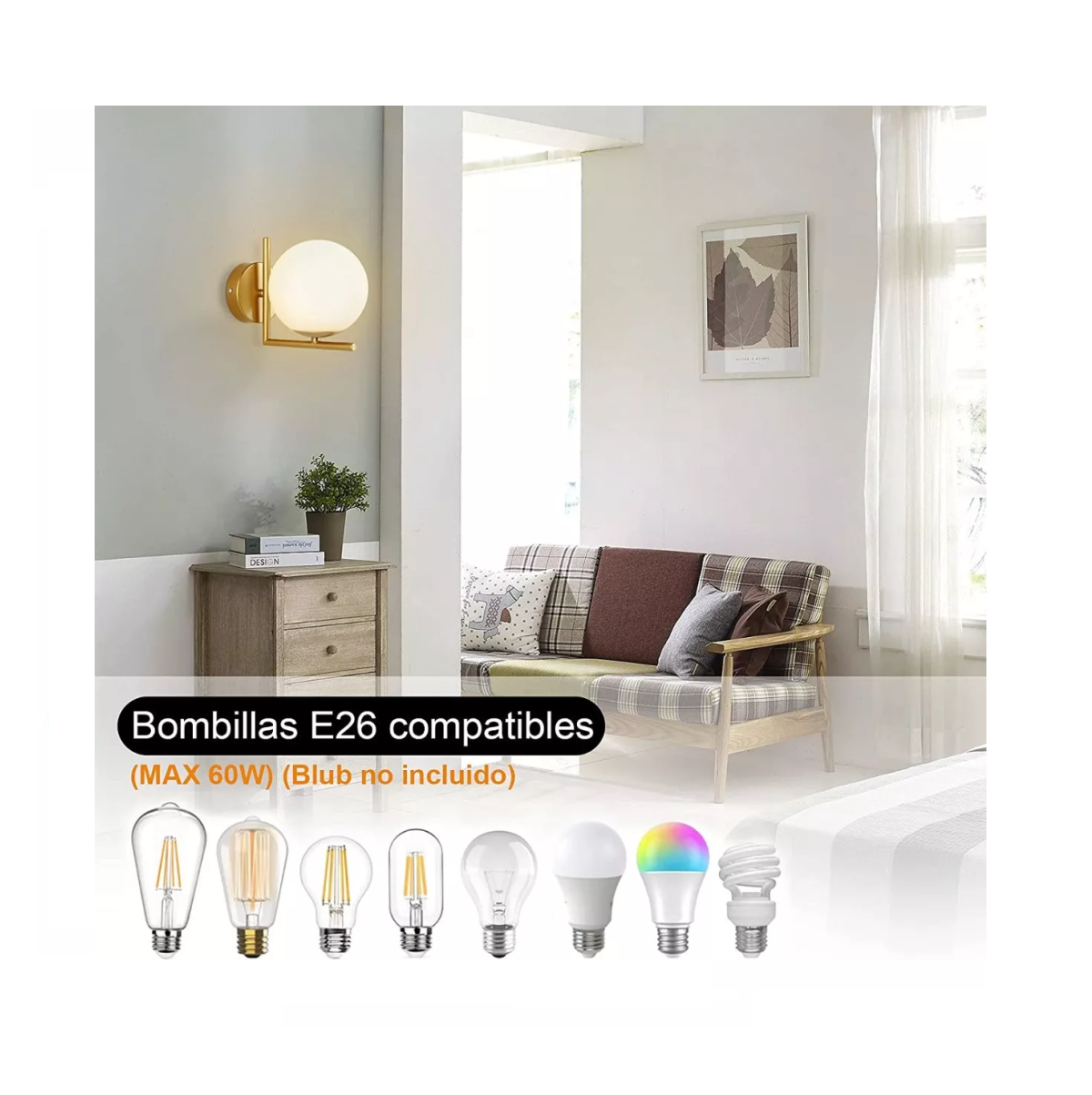 Foto 2 | Lámpara Led De Pared Moderna Dorada De 60w Dorado