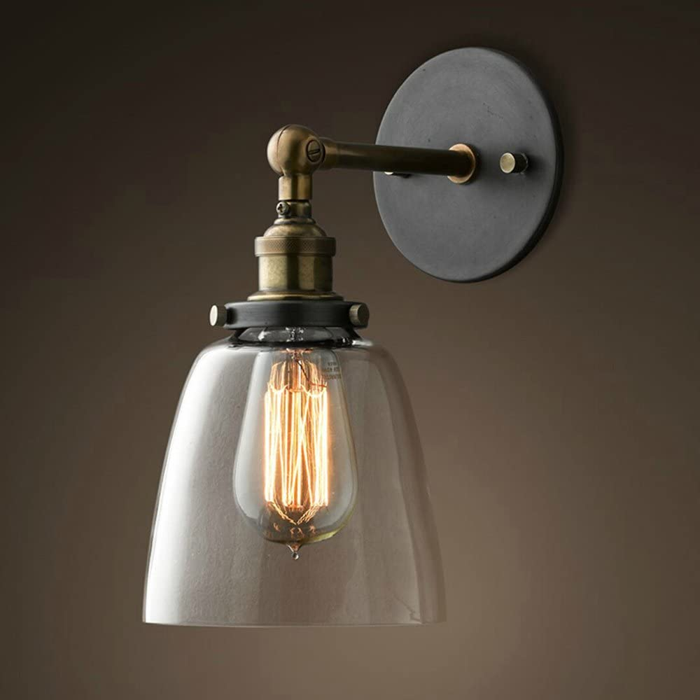 Foto 3 pulgar | Lámpara De Pared, Diseño Industrial Retro, Bombilla E27, Pantalla De Cristal - Venta Internacional.