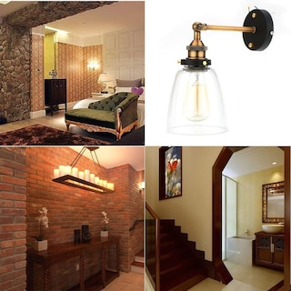 Foto 4 | Lámpara De Pared, Diseño Industrial Retro, Bombilla E27, Pantalla De Cristal - Venta Internacional.