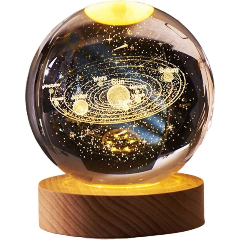 Lámpara De Noche 3d Galaxy Crystal Ball Solar System Led - Venta Internacional.