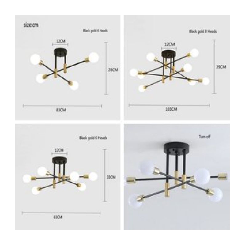 Foto 4 pulgar | Lámpara De Techo Moderna Con 4 Focos Led Negros Y Dorados - Venta Internacional.