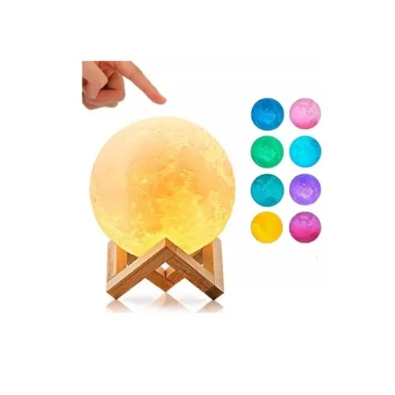 Lámpara Led 3d Moon Lamp Usb Con Base De Madera - Venta Internacional.