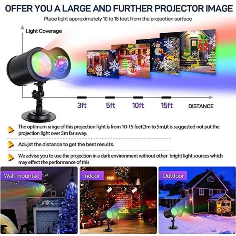 Foto 5 pulgar | Proyector De Luces Navideñas Con 16 Patrones 3d Waves Hallow - Venta Internacional.