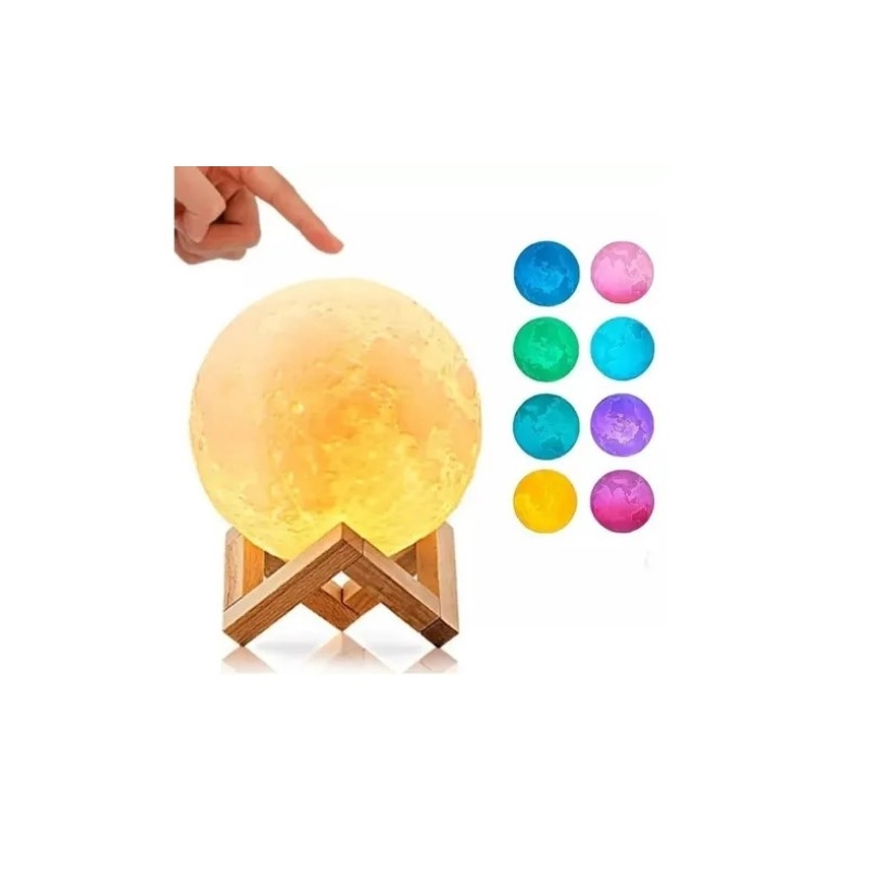 Foto 2 pulgar | Lámpara Led 3d Moon Lamp Usb Con Base De Madera - Venta Internacional.