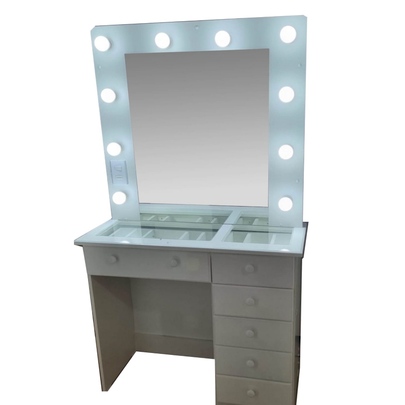 Foto 2 pulgar | Tocador Estilo Hollywood Con 6 Cajones Y Luces Led - Venta Internacional.